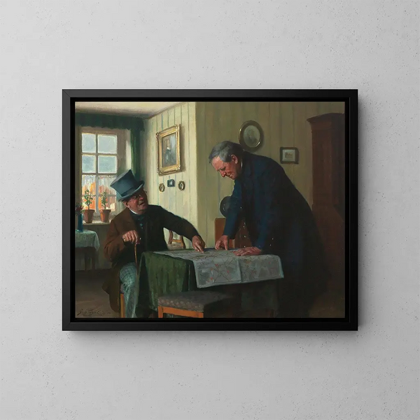 Belangrijke bijeenkomst - Josef Kinzel — ingelijst kunstwerk aan de muur