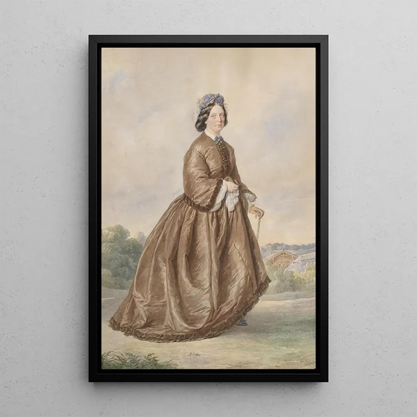 Josef Kriehuber - Bildnis einer Dame vom Lande in braunem Kleid.webp