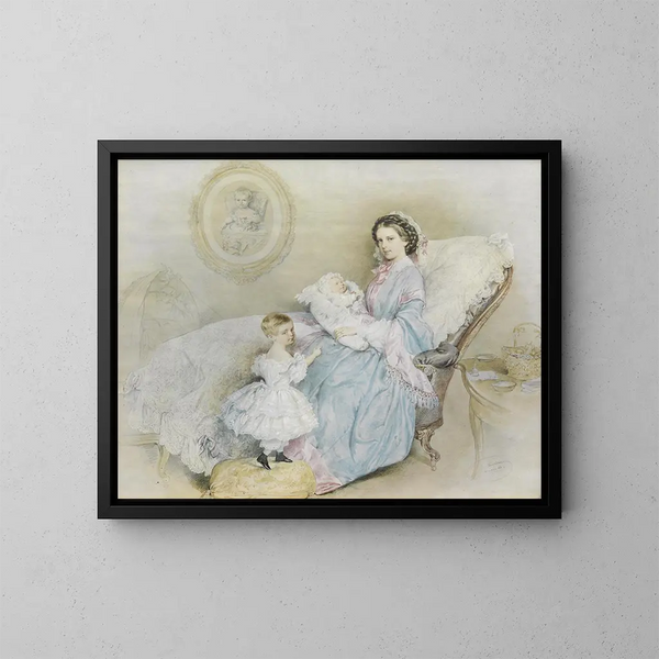 L'impératrice Elisabeth avec ses enfants - Josef Kriehuber — ingelijst kunstwerk aan de muur