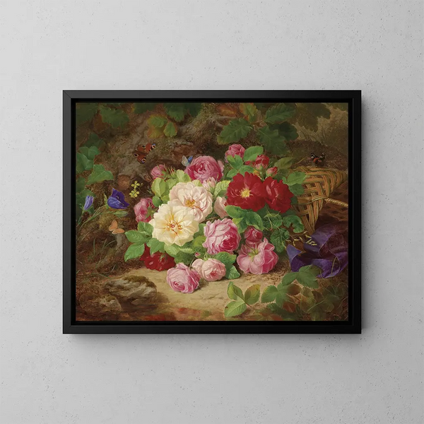 Rozen op de bosgrond - Josef Lauer — ingelijst kunstwerk aan de muur