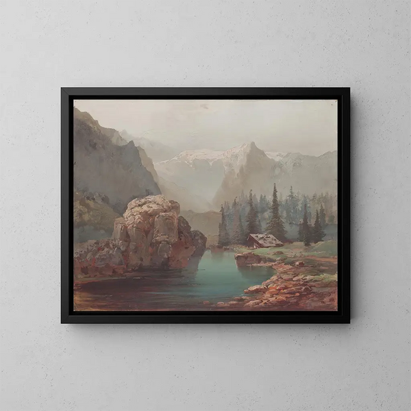 Berglandschap met meer - Josef Navrátil — ingelijst kunstwerk aan de muur