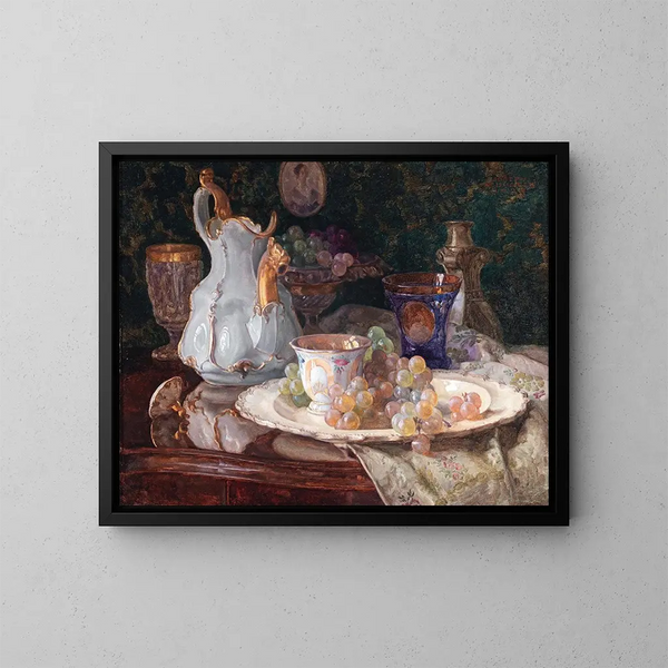 Natuurstudie met devotieobjecten - Josef Schuster — ingelijst kunstwerk aan de muur