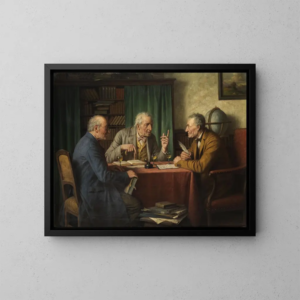 De conversatie van de geleerden - Josef Wagner-Höhenberg — ingelijst kunstwerk aan de muur