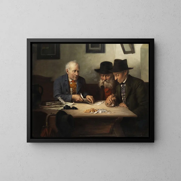 Het afrekenen - Josef Wagner-Höhenberg — ingelijst kunstwerk aan de muur