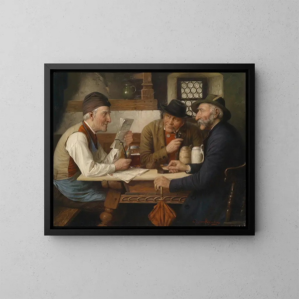 De ronde van de herberg - Josef Wagner-Höhenberg — ingelijst kunstwerk aan de muur