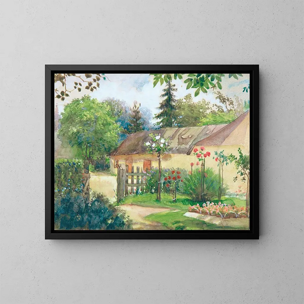 Tuinzicht - Josef Wawra — ingelijst kunstwerk aan de muur