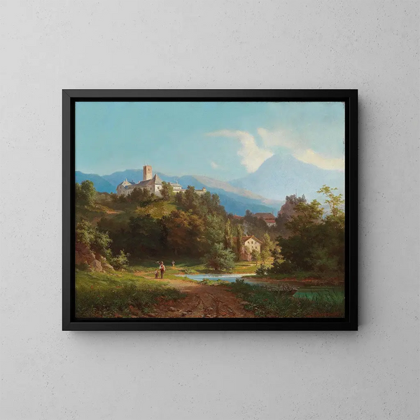 Uitzicht op een kasteel - Josef Willroider — ingelijst kunstwerk aan de muur