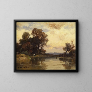 Landschapschilderij met bosrijke omgeving - Josef Willroider — ingelijst kunstwerk aan de muur