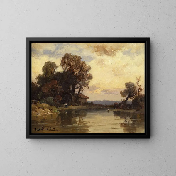 Landschapschilderij met bosrijke omgeving - Josef Willroider — ingelijst kunstwerk aan de muur