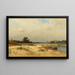 Bavarian riverscape painting with women gathering wood - Josef Willroider — framed artwork on a wall