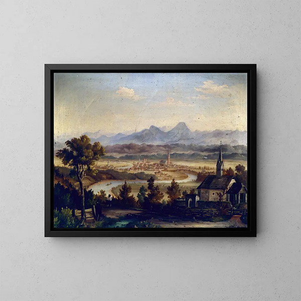 Uitzicht op Villach - Josef Willroider — ingelijst kunstwerk aan de muur