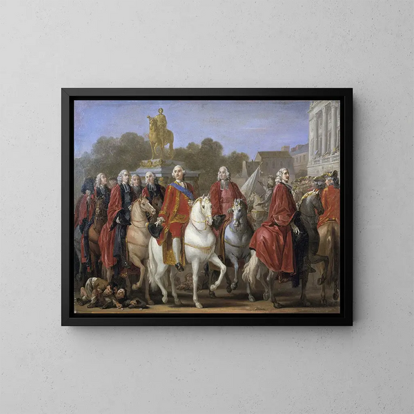 Inauguratie van het standbeeld van Lodewijk XV op het plein van Mevrouw Nom - Joseph Marie Vien — ingelijst kunstwerk aan de muur