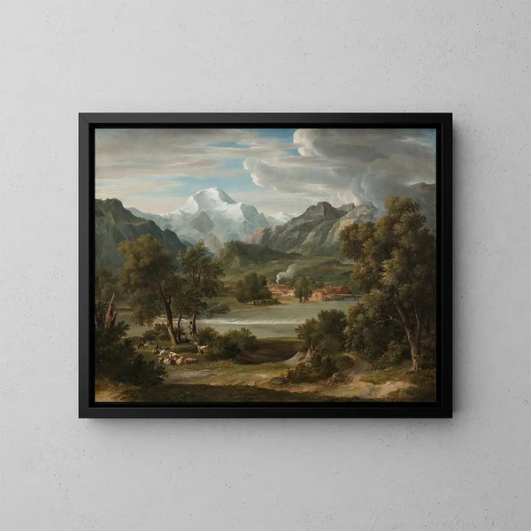 Vallée de Lauterbrunnen près d'Unterseen avec vue sur la Jungfrau - Joseph Anton Koch — ingelijst kunstwerk aan de muur