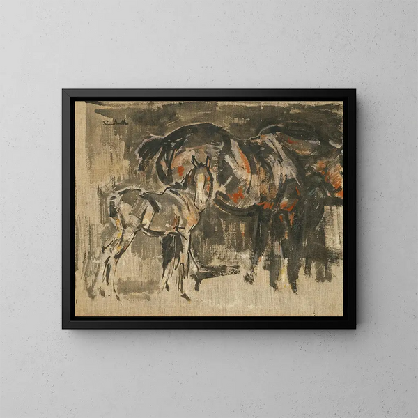 Merrie en veulen - Joseph Crawhall — ingelijst kunstwerk aan de muur