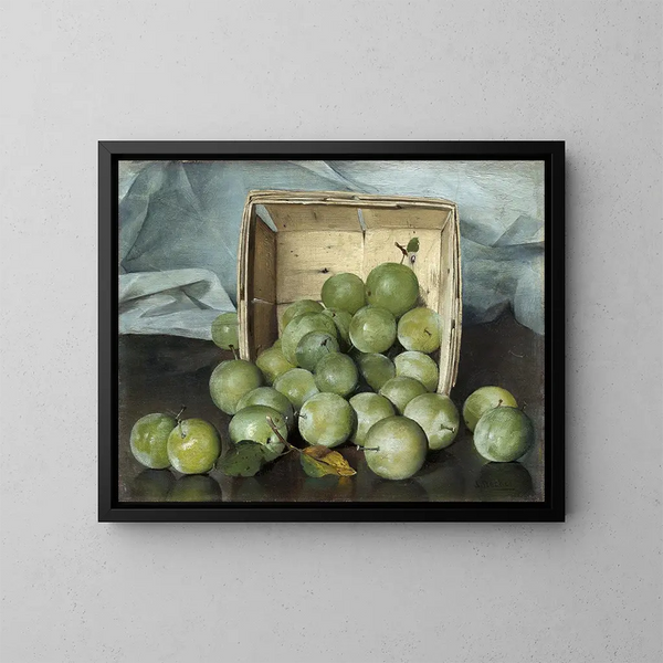 Groene pruimen - Joseph Decker — ingelijst kunstwerk aan de muur