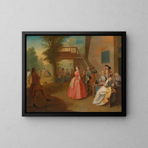 van een dansend paar tijdens een openluchtmuziekfeest - Joseph Francis Nollekens — ingelijst kunstwerk aan de muur