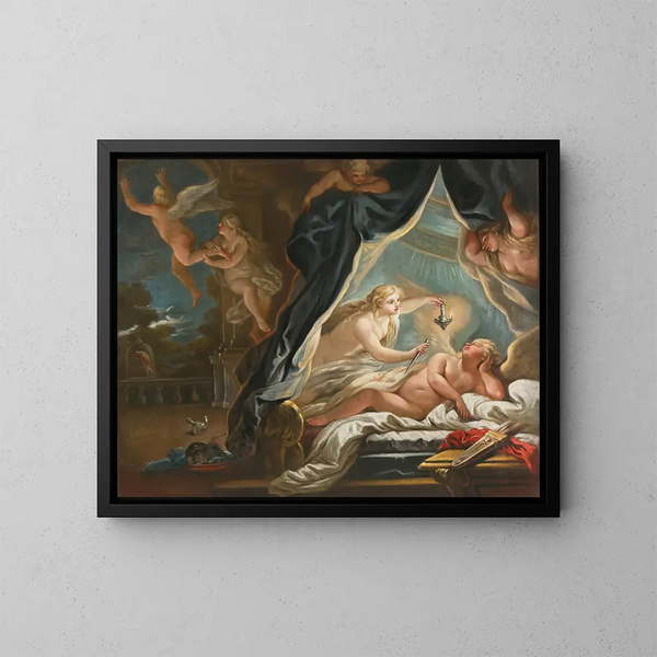 Psyché ontdekkend de slapende Cupido - Joseph Goupy — ingelijst kunstwerk aan de muur