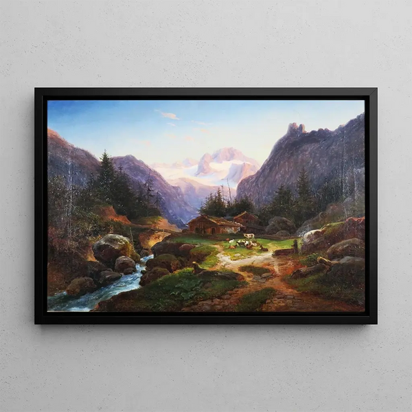 Joseph Heicke - Idylle auf der Alm mit Blick auf den Dachsteingletscher.webp