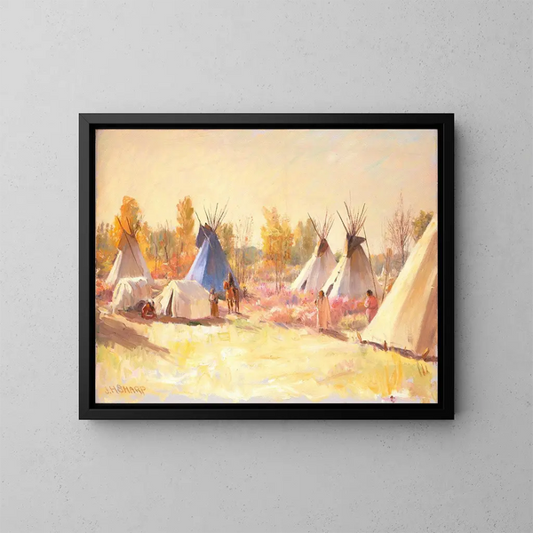 Le Tipi blauw - Joseph Henry Sharp — ingelijst kunstwerk aan de muur