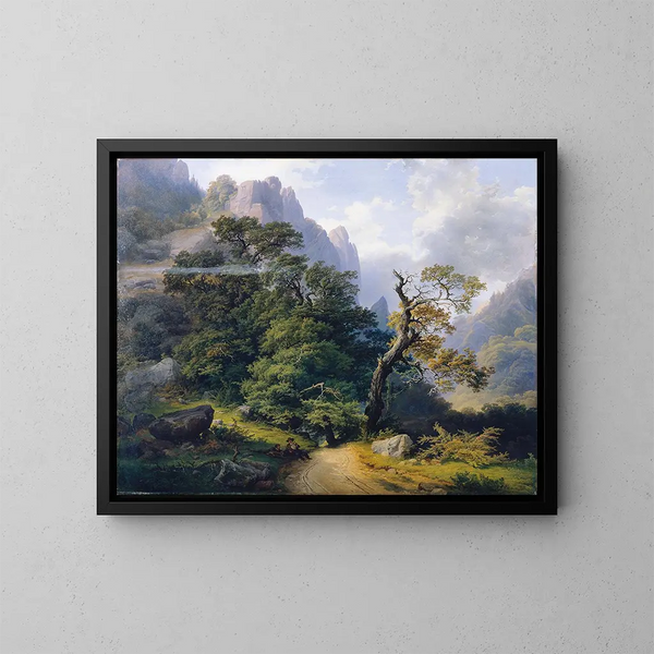 Berglandschap - Joseph Holzer — ingelijst kunstwerk aan de muur
