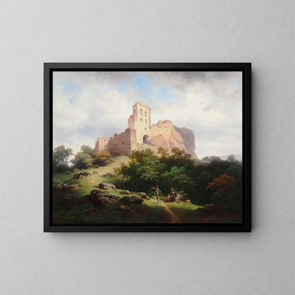Ruïne Paulenstein nabij Stampfen in Hongarije - Joseph Holzer — ingelijst kunstwerk aan de muur