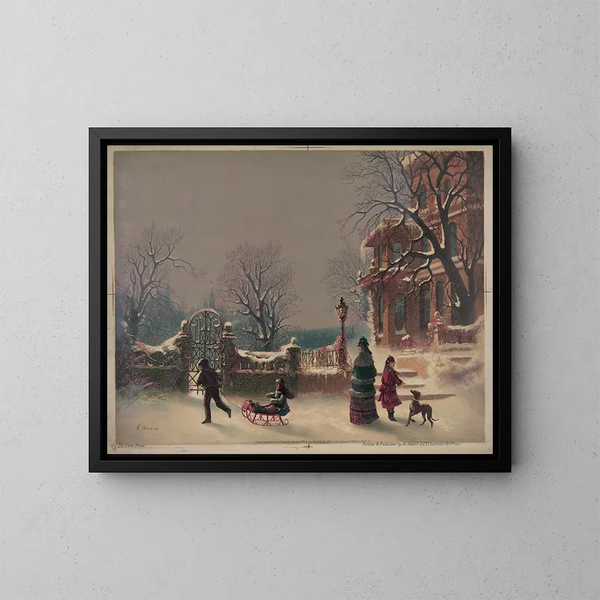 De eerste sneeuw - Joseph Hoover — ingelijst kunstwerk aan de muur