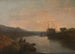 Château de Harlech vanaf de veerboot van Tygwyn, schemering van een zomerse avond - Joseph Mallord William Turner — weergave van het kunstwerk