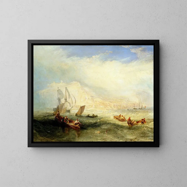 Vangst op de lijn voor de kust van Hastings - Joseph Mallord William Turner — ingelijst kunstwerk aan de muur