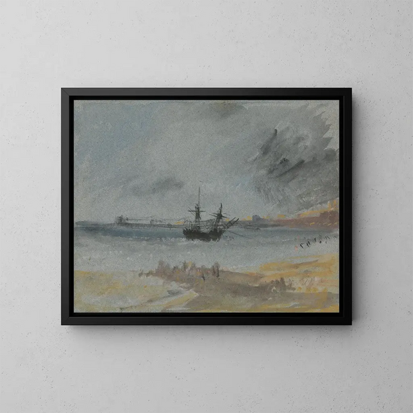 van een gestrande schip in Brighton - Joseph Mallord William Turner — ingelijst kunstwerk aan de muur
