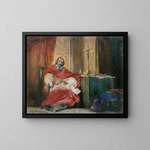 Kardinaal Richelieu - Joseph Nicolas Robert-Fleury — ingelijst kunstwerk aan de muur