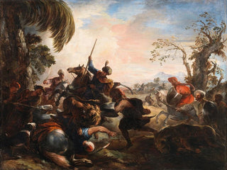 Jacht op de leeuw - Joseph Parrocel — weergave van het kunstwerk