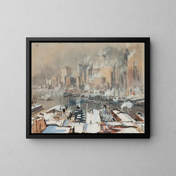 Haven van New York - Joseph Pennell — ingelijst kunstwerk aan de muur