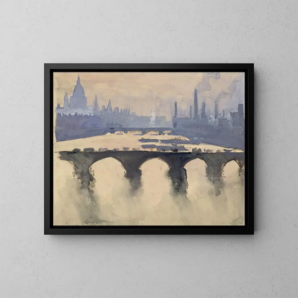 Van mijn Londense raam, koepels, spitsen en schoorstenen, mist en rook - Joseph Pennell — ingelijst kunstwerk aan de muur