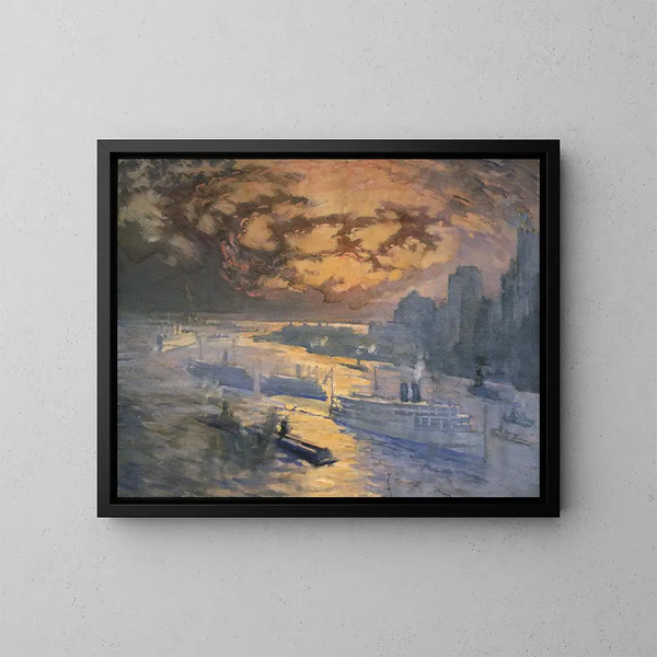 Spiegelende rivier - Joseph Pennell — ingelijst kunstwerk aan de muur