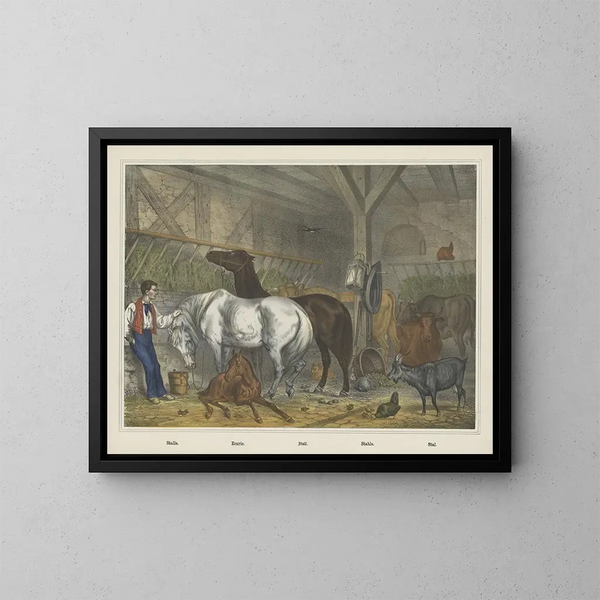 Stal - Joseph Scholz — ingelijst kunstwerk aan de muur