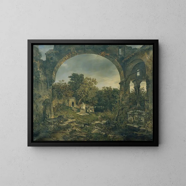 Begraafplaats met weelderig groen - Joseph Selleny — ingelijst kunstwerk aan de muur