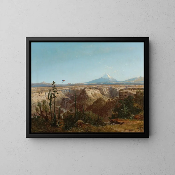 van het Atacama-woestijn schilderij in Chili met de Licancabur-vulkaan op de achtergrond - Joseph Selleny — ingelijst kunstwerk aan de muur