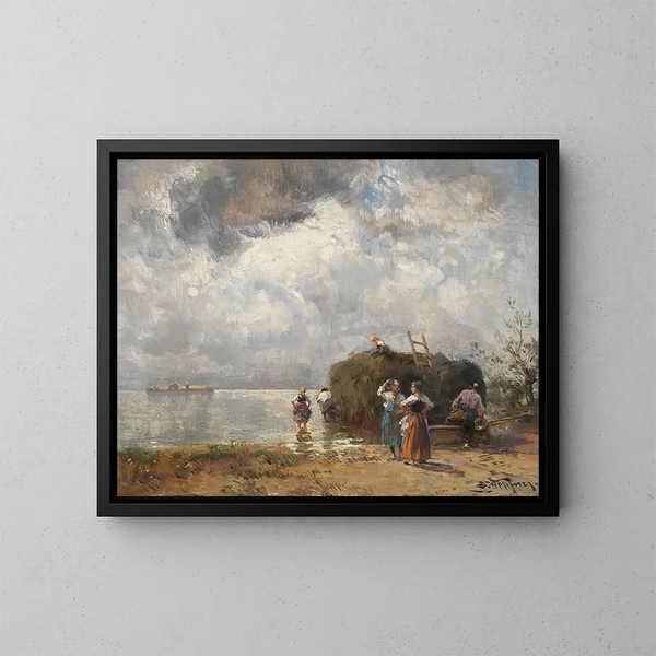 Visboot op Chiemsee - Joseph Wopfner — ingelijst kunstwerk aan de muur