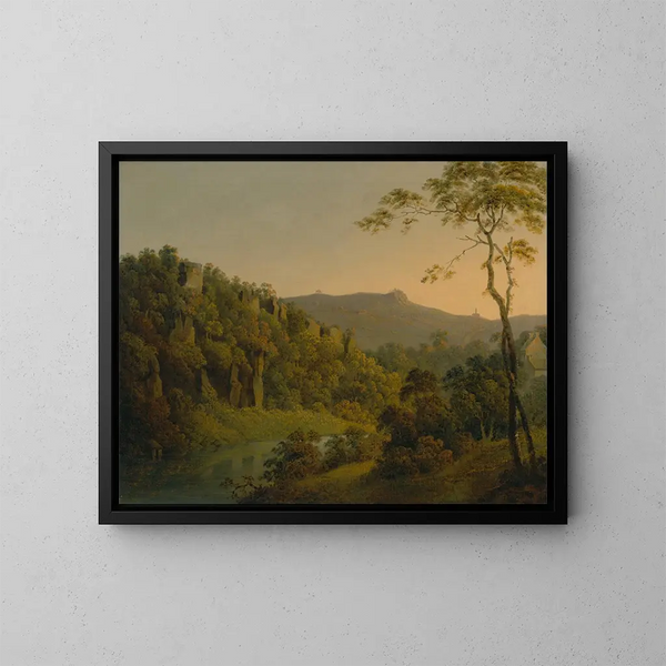 Uitzicht op Matlock Dale richting de Black Rock-klif - Joseph Wright de Derby — ingelijst kunstwerk aan de muur