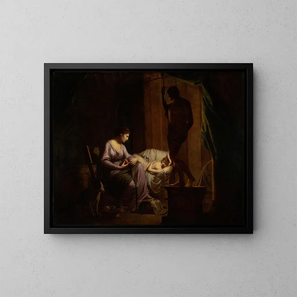 Penelope die haar doek afrolt - Joseph Wright de Derby — ingelijst kunstwerk aan de muur