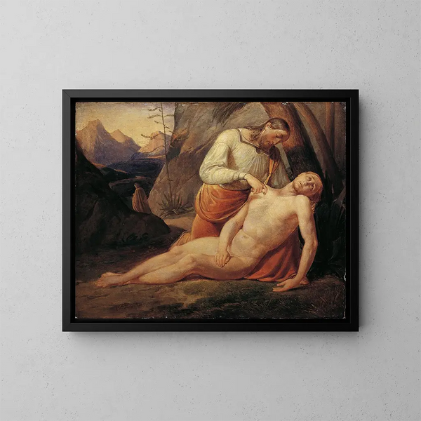 De Goede Samaritaan - Joseph von Führich — ingelijst kunstwerk aan de muur