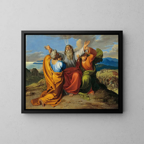 Moïse in gebed met Aaron en Hur op de berg Horeb - Joseph von Führich — ingelijst kunstwerk aan de muur