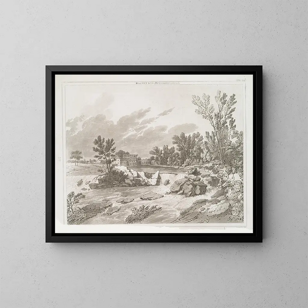 Het dam van Bolling bij Peterburg, Virginia - Joshua Shaw — ingelijst kunstwerk aan de muur