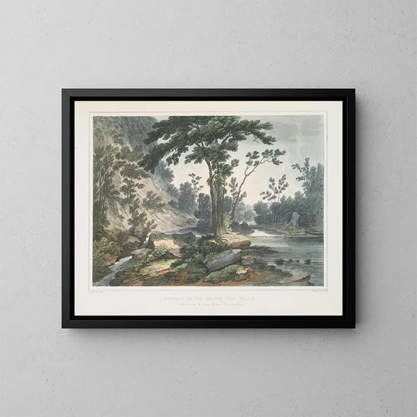 La rivière Passaic en dessous des chutes - Joshua Shaw — ingelijst kunstwerk aan de muur