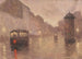 Een straat in Boedapest onder de regen - József Kerekes — weergave van het kunstwerk