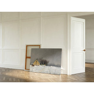 Journée d'hiver brumeuse, À gauche, une maison jaune, Neige épaisse - Laurits Andersen Ring | Reproduction Tableau Décoration murale affiche copie