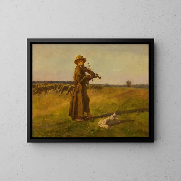 De Koeienvissers - Józef Chełmoński — ingelijst kunstwerk aan de muur