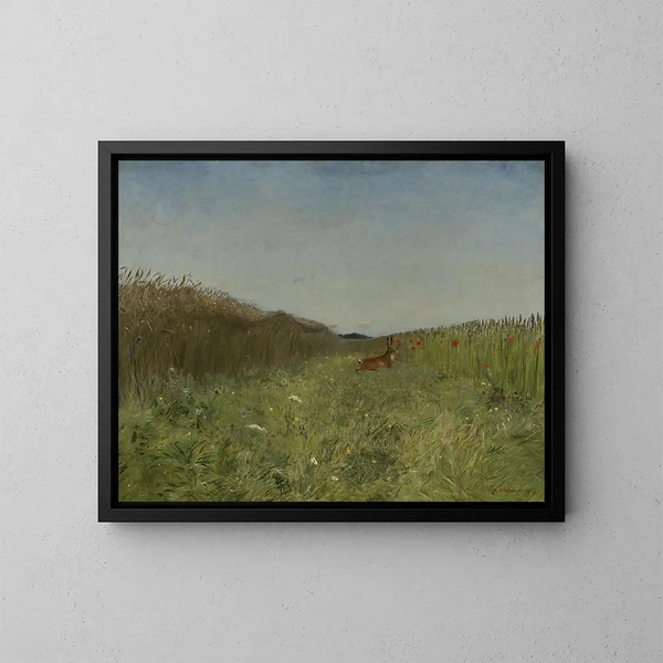 haas in het graan - Józef Chełmoński — ingelijst kunstwerk aan de muur