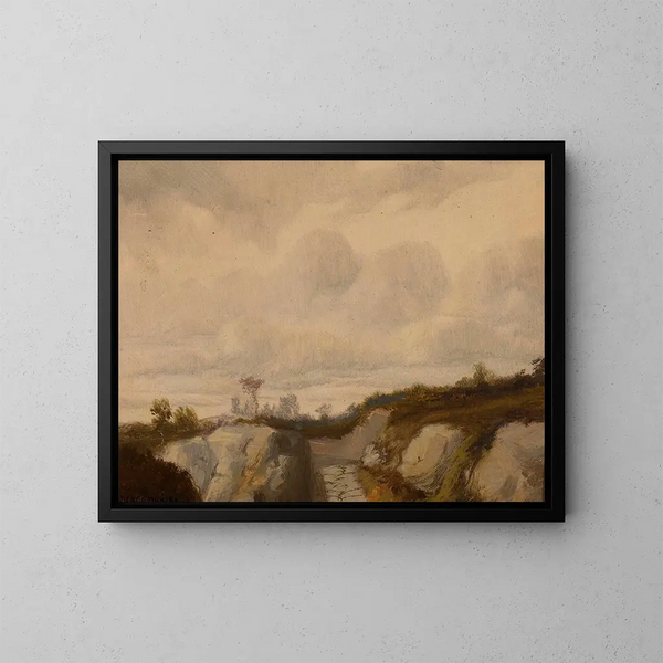 Route parmi les rochers - Józef Chełmoński — ingelijst kunstwerk aan de muur