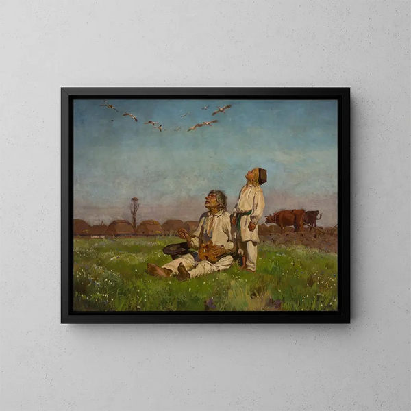 Ooievaars - Józef Chełmoński — ingelijst kunstwerk aan de muur